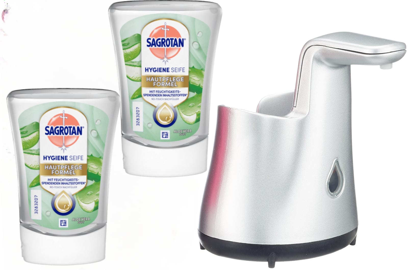Set Dispenser Sapun Sagrotan + 2 Rezerve Sapun Aloe 250 ml - compatibil cu Dettol - Sapunuri 08b182dbae3a2d0ad777412f2302b573