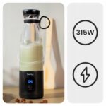 Blender portabil, Mentor, TO GO 315W, NEGRU, 580 ml, 6 lame din otel inoxidabil
