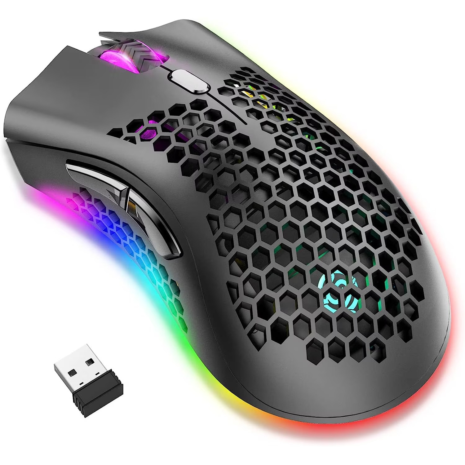 Mouse gaming, DexXer, Wireless, Iluminare RGB, USB, Wireless 2.4 G, FastCharge, Design ergonomic, Negru - Mouse 2b528cc3e510d87585f563fd457e161d