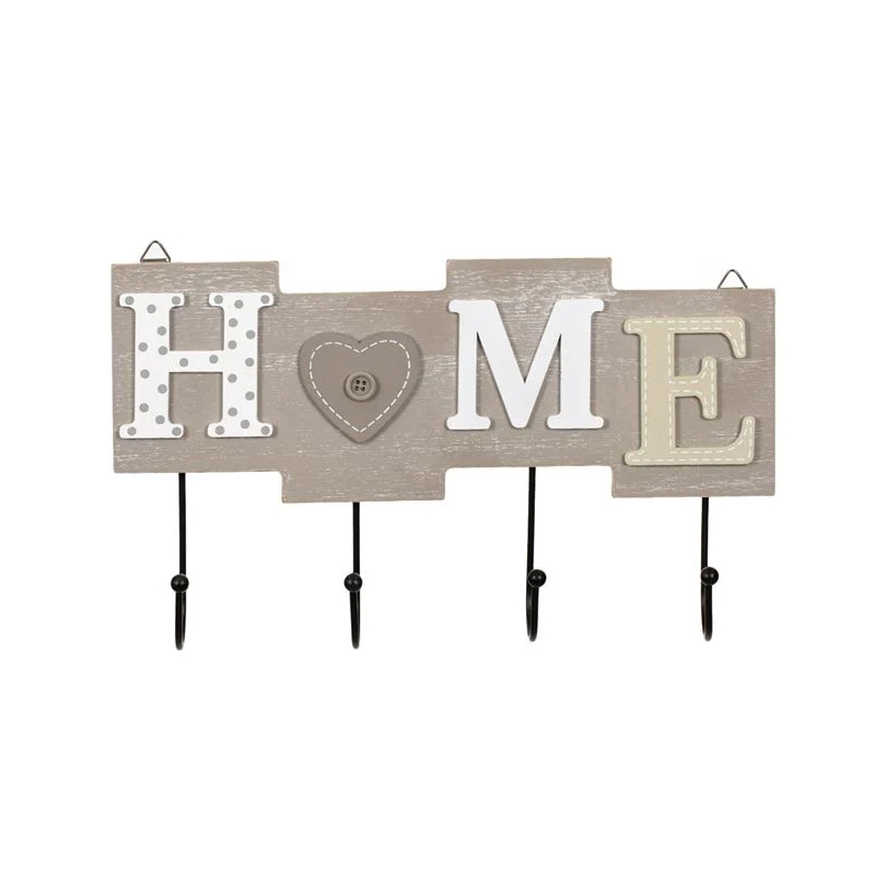 Umeras de perete, Home, 4 carlige, Lemn/Metal, 28x16.5 cm, Gri - Umerase pentru haine si suporturi 401c059368af62e13878c87071203a3f