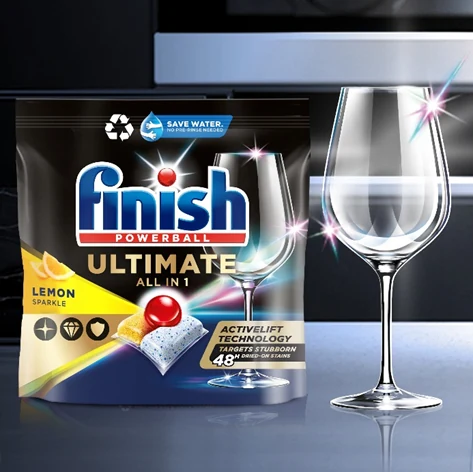 Capsule pentru masina de spalat vase Finish Ultimate All in 1, parfum de lamaie, 50 buc