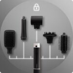 Uscator de par, perie si ondulator Huslog Multistyler 6 in 1, 1200W, Ionizare, 6 accesorii, 3 trepte temperatura si aer, cablu rotativ 360°, coafare si uscare, negru