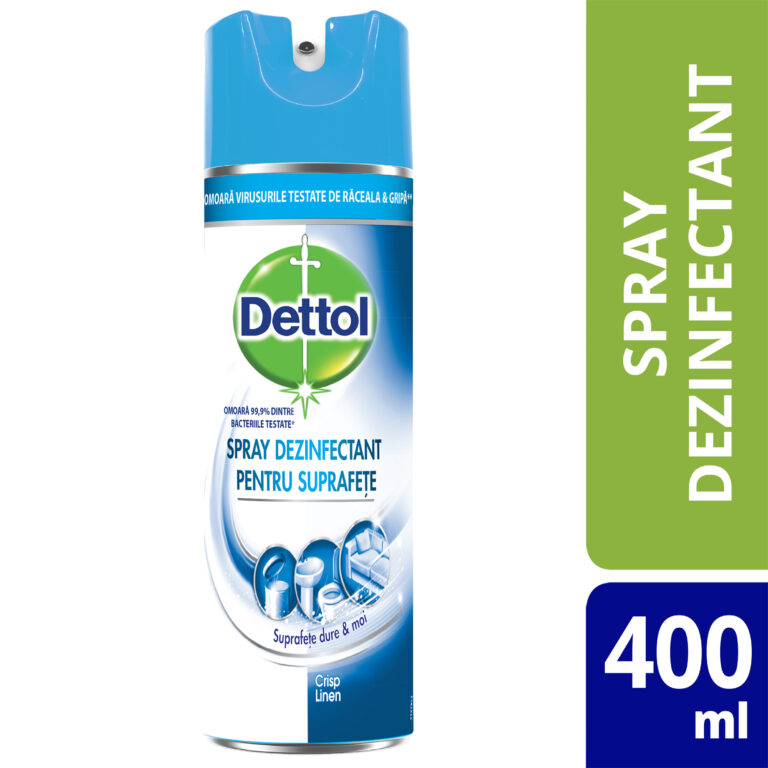 Spray dezinfectant suprafete Dettol Crisp Linen, 400 ml