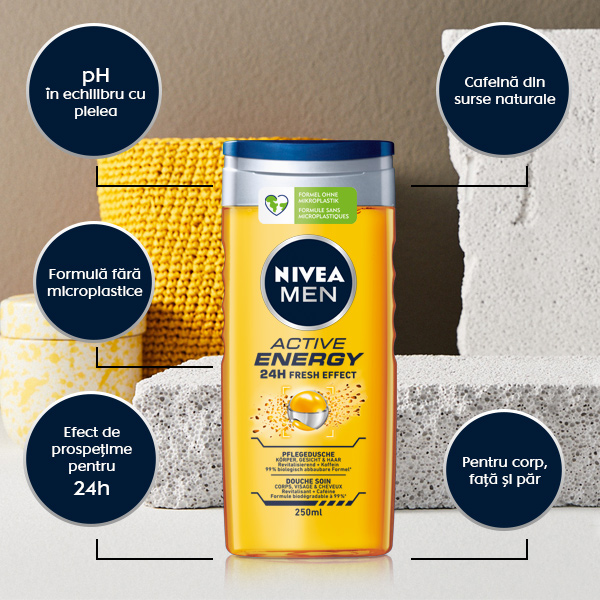 Gel de dus Nivea Men Active Energy, 250 ml