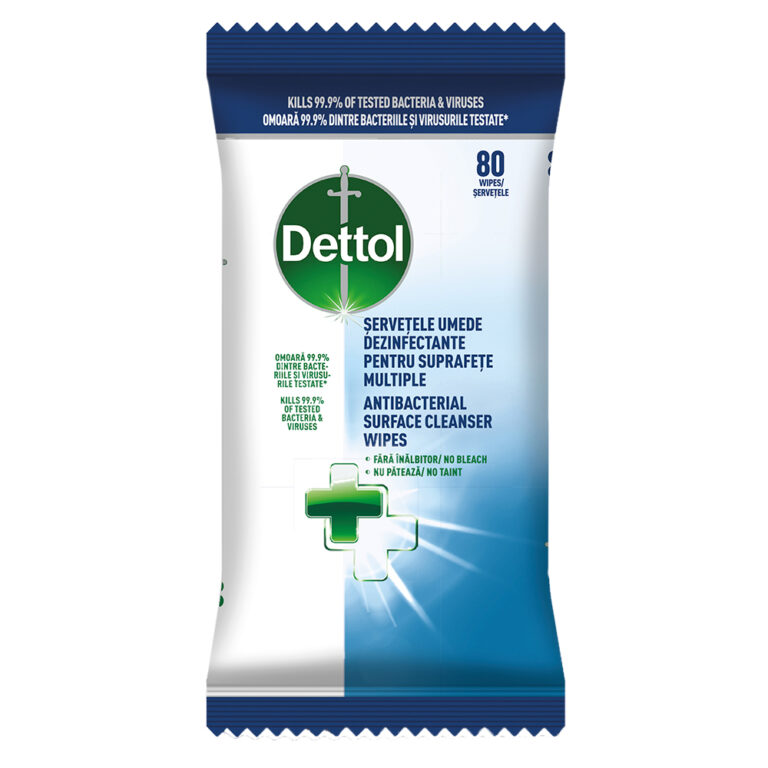 Servetele umede dezinfectante pentru suprafete multiple Dettol, 80 buc