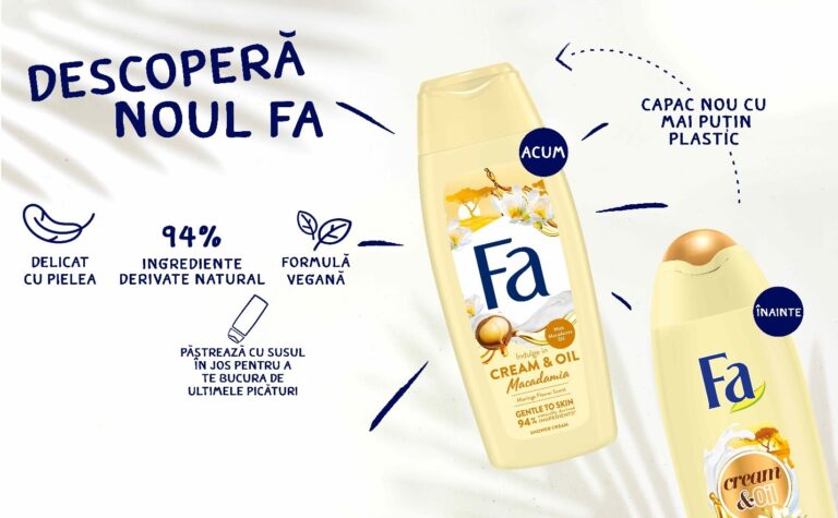 Gel de dus Fa Cream & Oil Macadamia cu parfum de floare de moringa, Femei, 400 ml