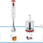 Mixer vertical Philips Daily Collection HR1627/00, 650 W, 2 Viteze + Functie Turbo, 0.5 l, Tocator XL, Alb/Rosu
