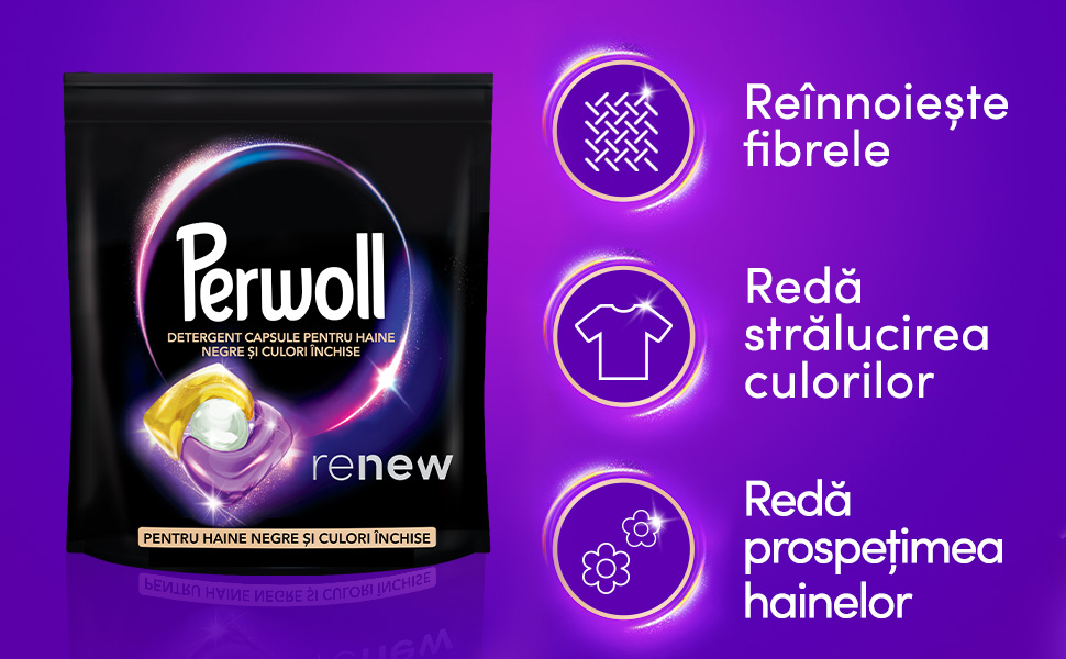 Detergent de rufe capsule Perwoll Renew Black, 35 spalari - Detergent rufe Detergent de rufe capsule Perwoll Renew Black, 35 spalari